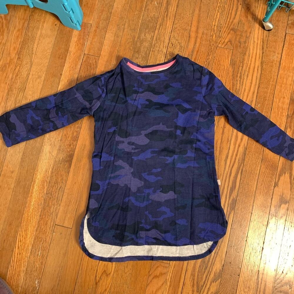 ISAAC MIZRAHI BLUE CAMO LONGSLEEVE COTTON TEE